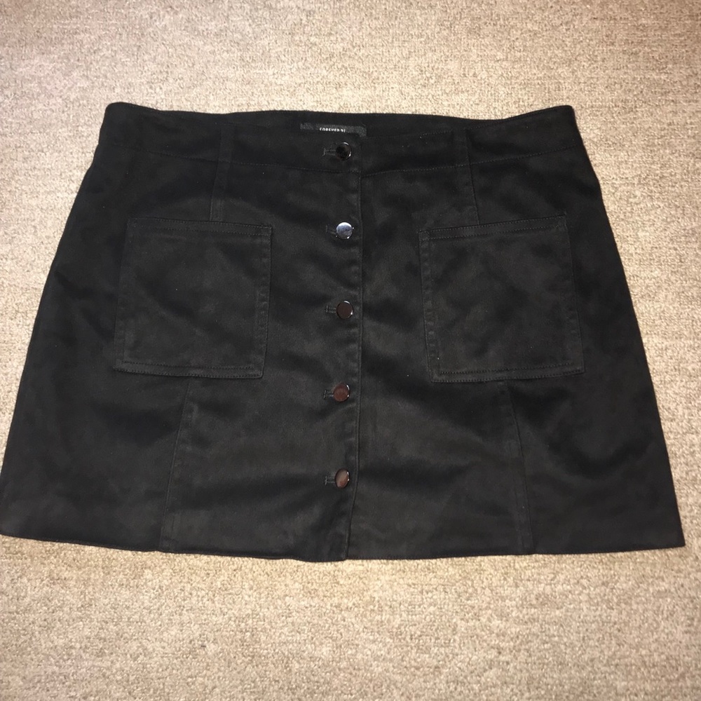 Black Suede Skirt with buttons